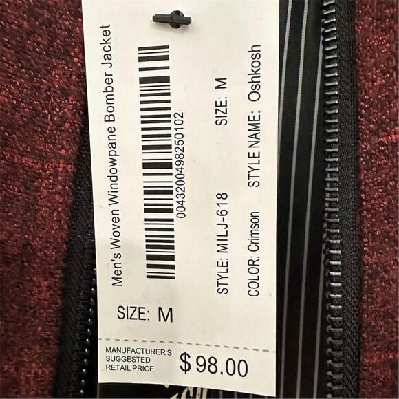 Indigo Star Men's Nedium Crimson Bomber Jacket Windowpane Casual full zip - Picture 8 of 9